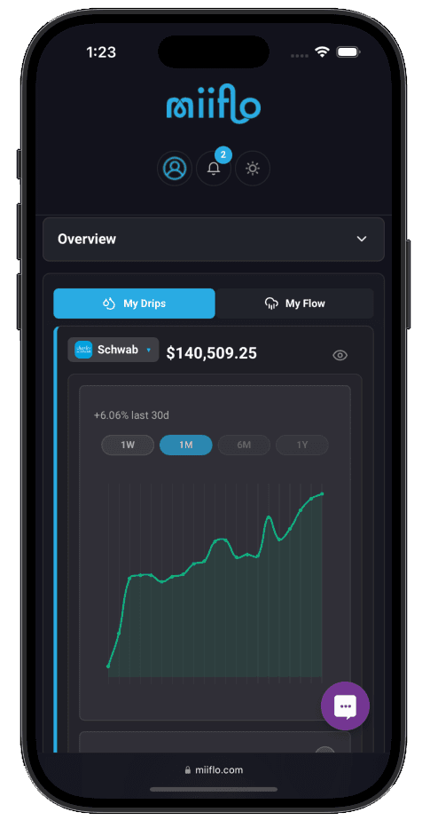 Miiflo mobile app balance overview